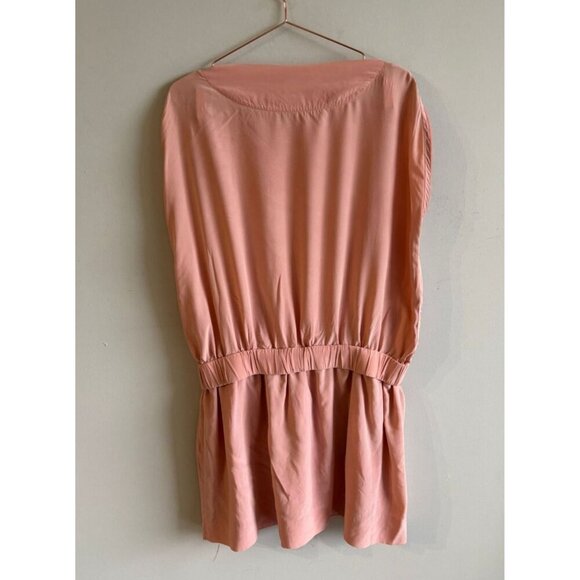 Diane Von Furstenberg Womens Boatneck Pleated Knee-Length Silk Dress Pink Sz 6 - Picture 2 of 13